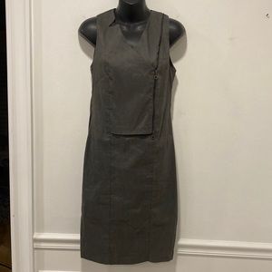 Sarah Pacini Gray Linen Sleeveless Dress Made in Italy Zipper Accent Siz…